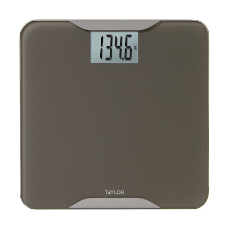 Taylor Digital Glass Bath Scale, Taupe with Stainless Steel Accents, 400-Lb. Capacity 5297042